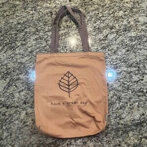 Life is Good Good Karma Canvas Tote Bag Orange Have a Green Day Leaf Graphic